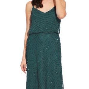 Adrianna Papell Art deco blouson beaded gown Sz16